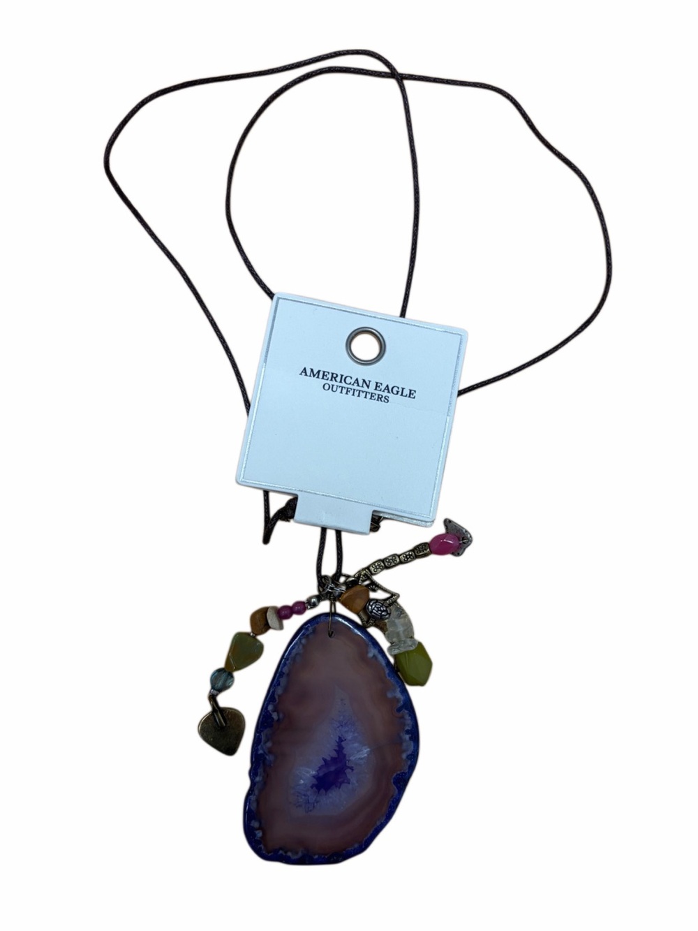 NWT American Eagle Outfitters Purple Agate Slice Pendant Necklace